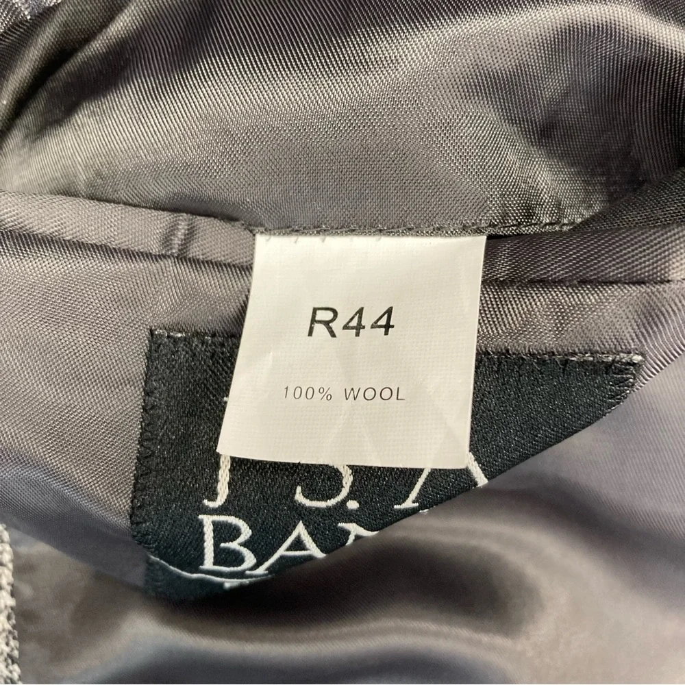 Jos. A. Bank Sport Coat 44R Black and Grey Houndstooth Glen Plaid